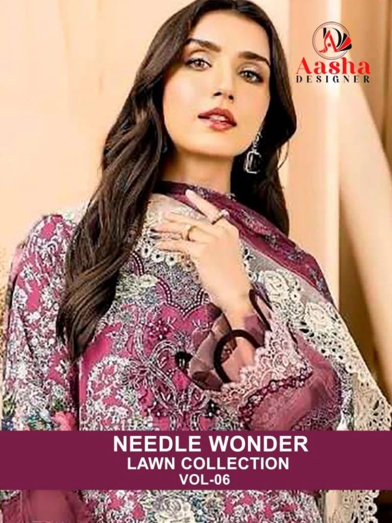 Aasha Needle Wonder Vol 6 Cotton Printed Dress Material 