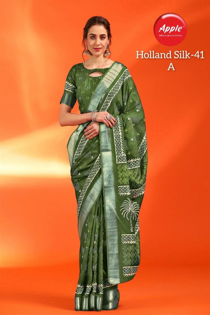 Apple Holland Silk 41 Cotton Silk Weaving Festival Wear Saree Collection 