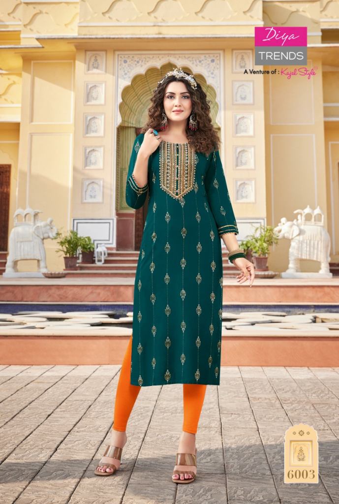 Diya Trends  Victoria  Vol 6 Fancy Wear Embroidery Kurtis Collection
