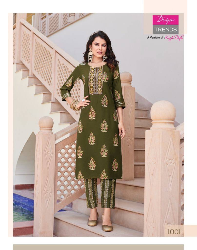 Diya Trends Zoori vol  1 Fancy Emboidery Kurti With Pant Collection