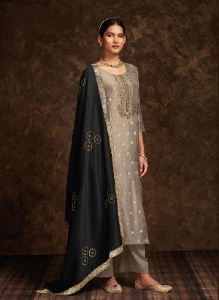 Ganga Innayat  viscose muslin silk jacquard with embroidery Salwar Suit Collection