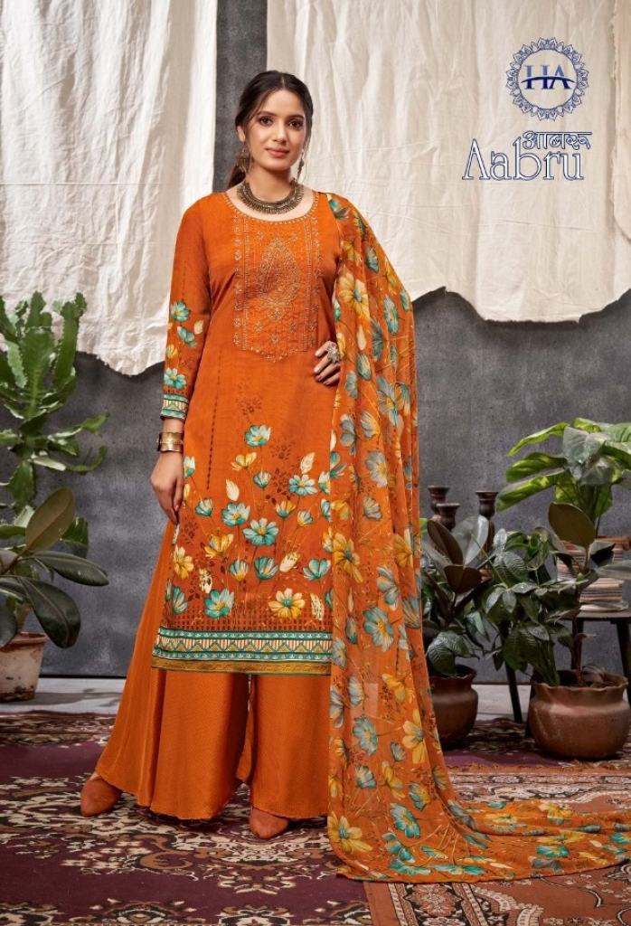 Harshit Aabru French Crep Digital Dress Material catalog 