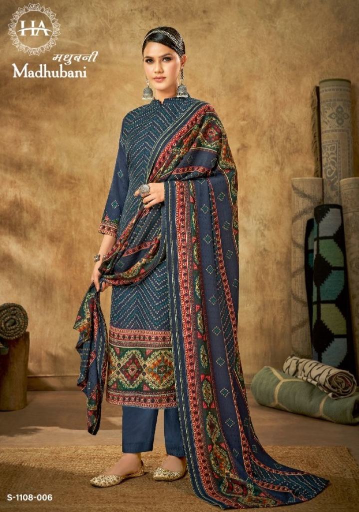 Harshit  Madhubani Wool Pashmina Designer Dress Material