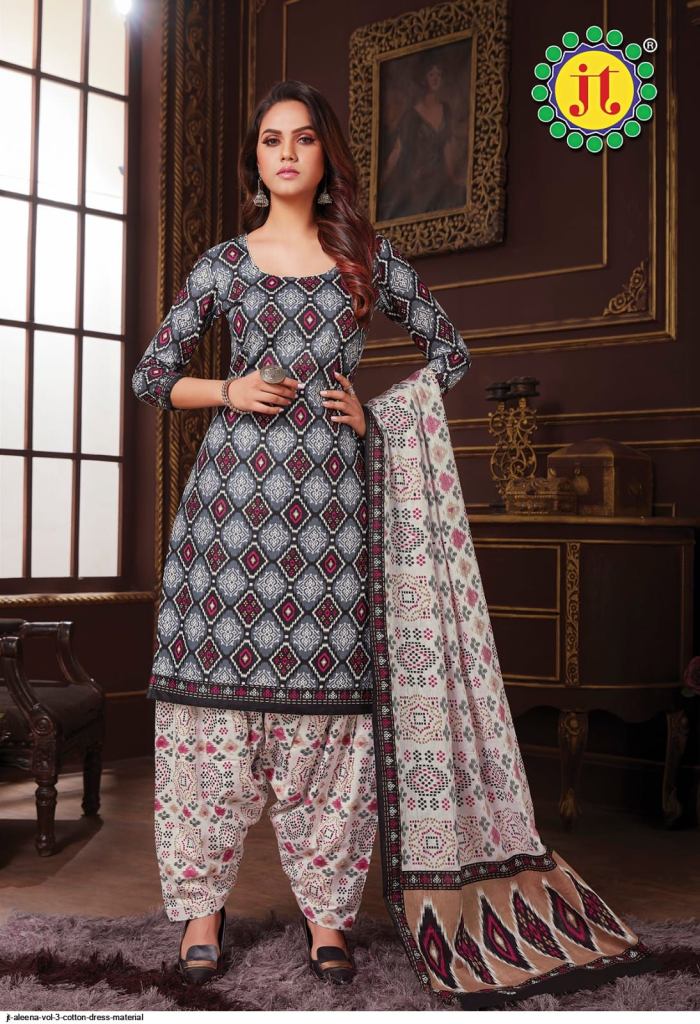 Jt Aleena Vol 3 Catalog Daily Wear Pure Cotton Printed Unstitched Dress Materials 