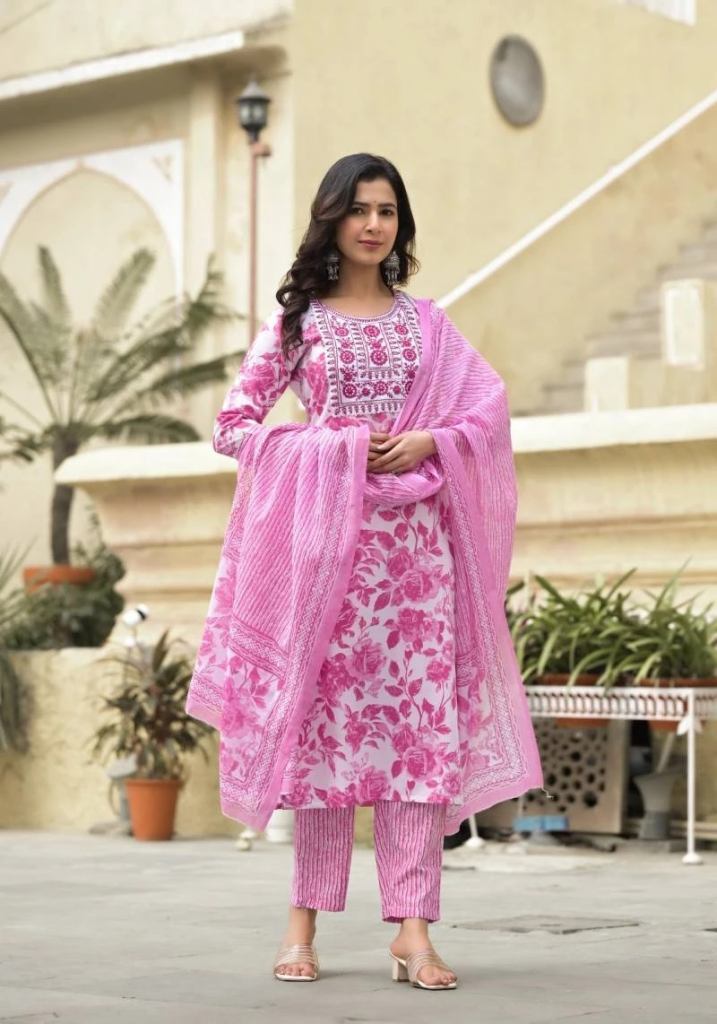 Pink Dhruvi 128 Rayon Print With Embroidery Salwar Suit