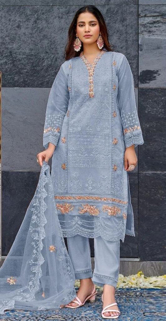Ramsha R 1144 A To D Organza Embroidery Pakistani Salwar Suit 