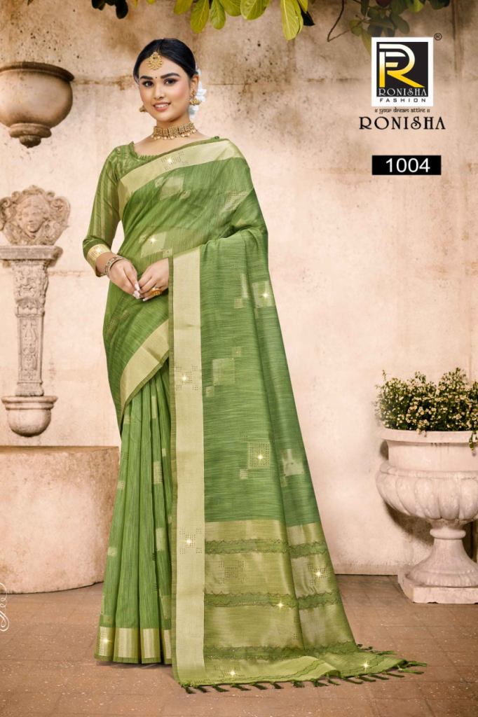 Ronisha Neeru Festive Wear Linen Cotton Silk Saree 
