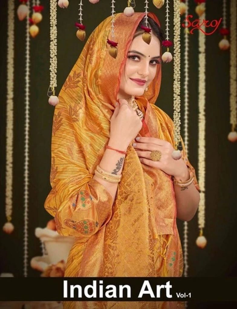 Saroj Indian Art Vol 1 Organza Silk Wedding Saree Collection 