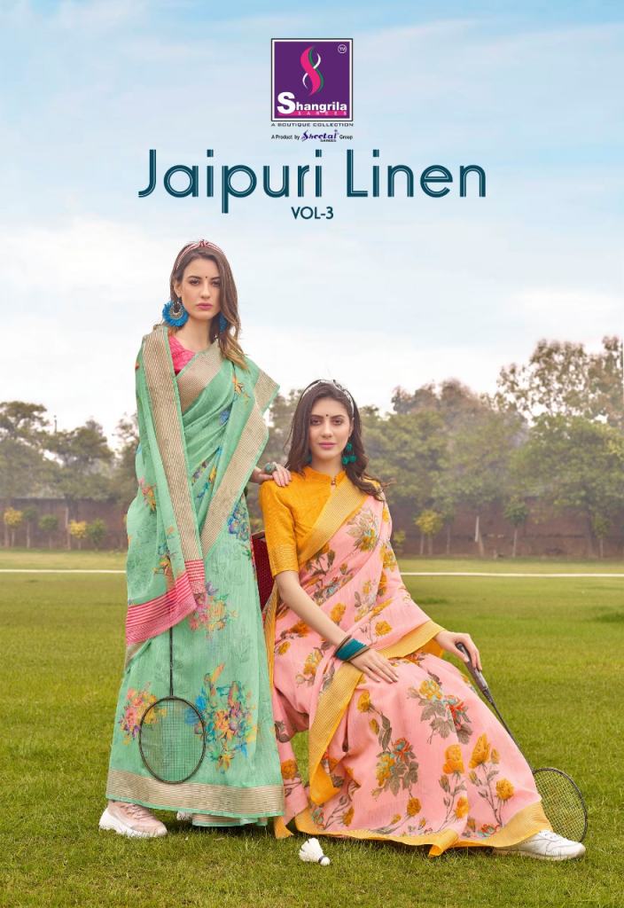 Shangrila Present Jaipuri linen vol 3 sarees 