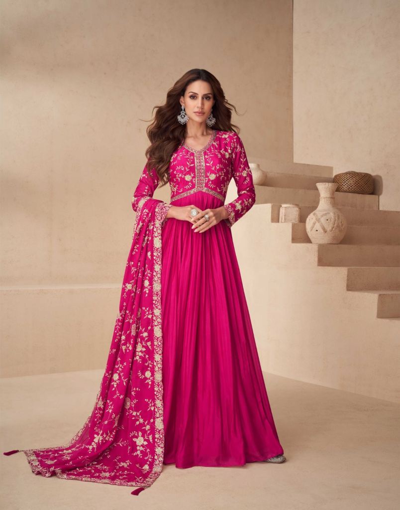 Aashirwad Kesariya Designer Gown With Dupatta