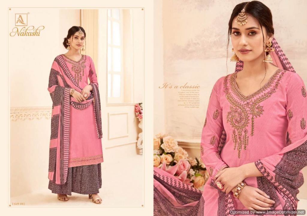 Alok presents Nakashi Embroidered Salwar Suits,this catalog fabric is ...