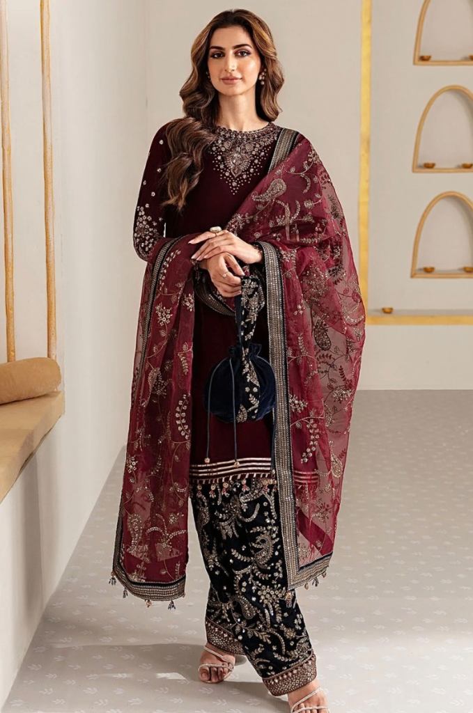 Anamsa 585 Velvet Embroidered Pakistani lawn suits