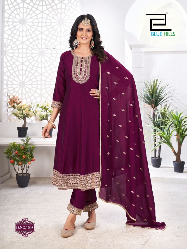 Blue Hills Taj Mahal Vichitra Anarkali Top