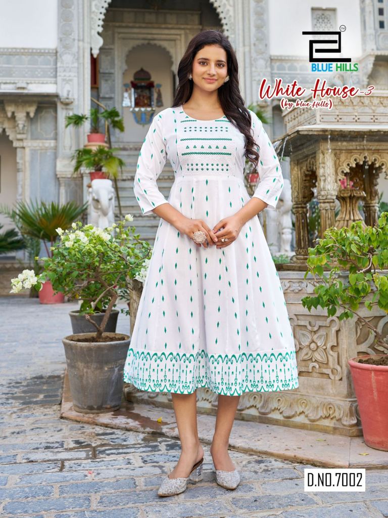 Blue Hills White House Vol 3 Printed Kurti