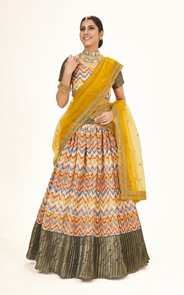 Multi-Colored Floral Embroidered Lehenga Set Design by Seema Gujral at  Pernia's Pop Up Shop 2024