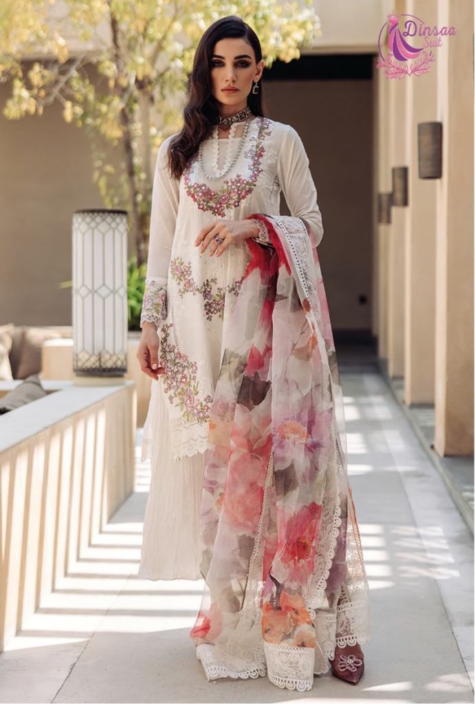 Embroidered Muslin Cotton Pakistani Suit Light Fawn  KCH2961