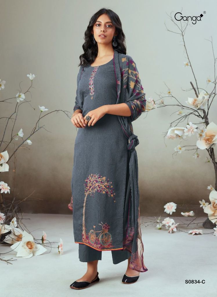Ganga Woolen Pashmina Winter Suit Dress Materials for Women – Stilento