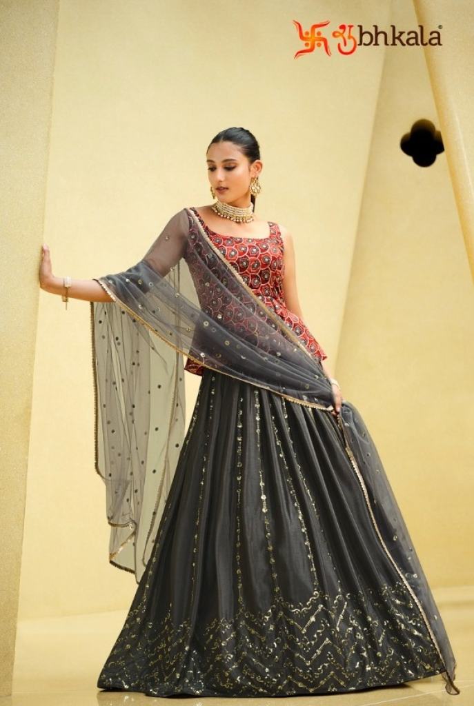 FABPIXEL Embroidered Mirror Work Semi-Stitched Lehenga & Unstitched Blouse  With Dupatta - Absolutely Desi