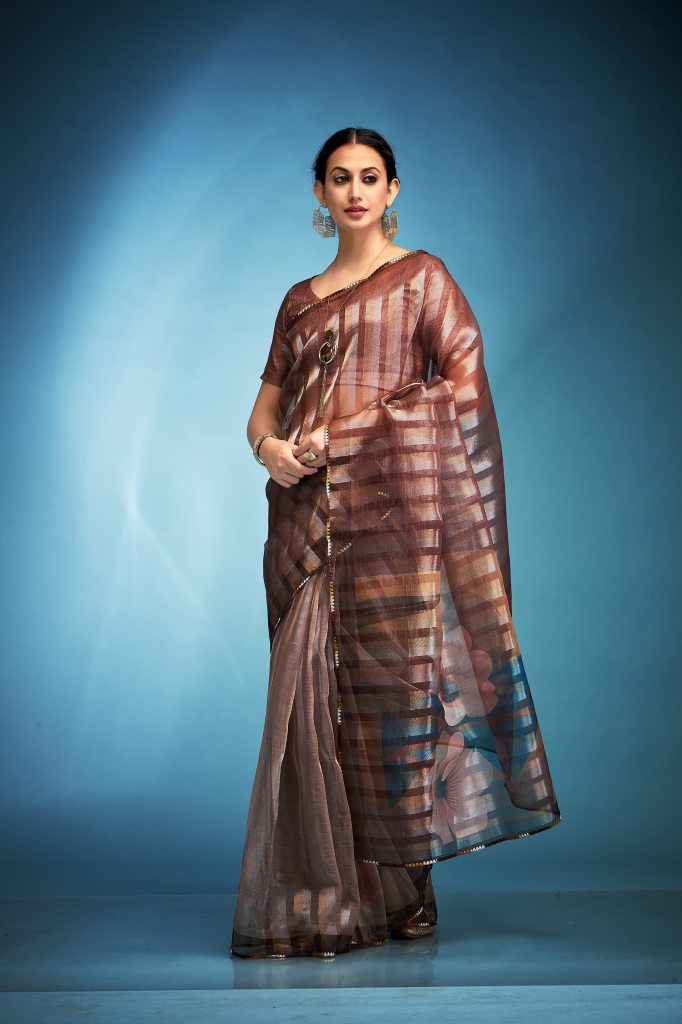 Kala Jamun Klanjali Tissue Silk Fancy Saree 