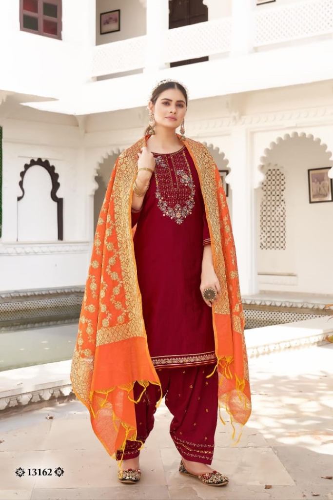Unstitched Cotton Green Punjabi Suit Set Dress Material Fabric – Stilento