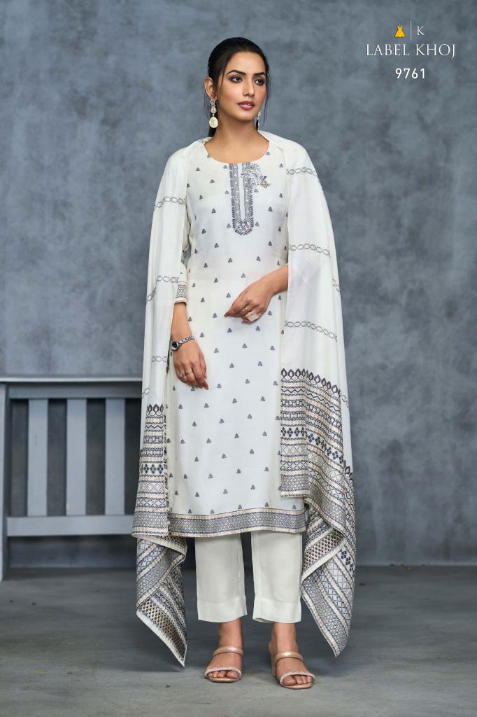 Label Khoj Ivory Kurti Bottom With Dupatta