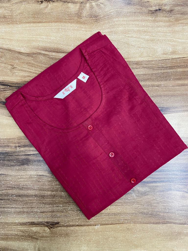 Maroon Cotton Straight Kurtis  