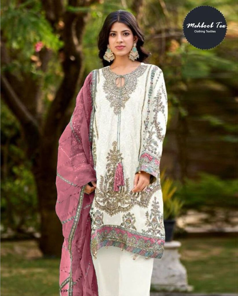 Mehboob Tex 7773 A To D Organza Salwar Kameez wholesale market in Mumbai