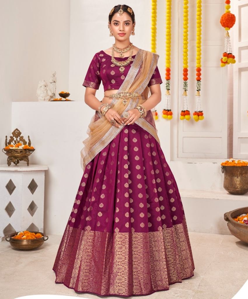 Pink and GoldToned Embellished Sequinned Semi stitched Lehenga and  Unstitched Blouse With Dupatta - ShopGarb - 3762863