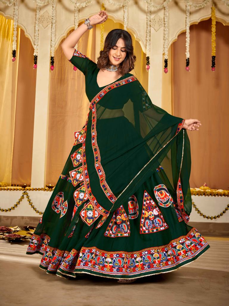 Nav 11 Green Designer Georgette Lehenga Choli