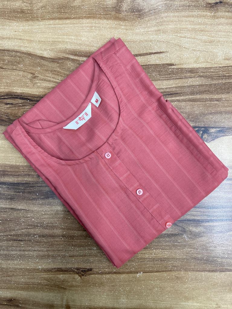 Pink Cotton Straight Kurtis 