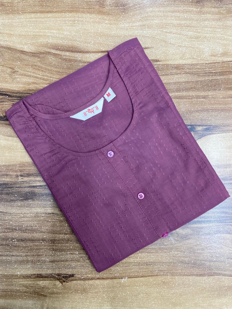 Purple Cotton Straight Kurtis  