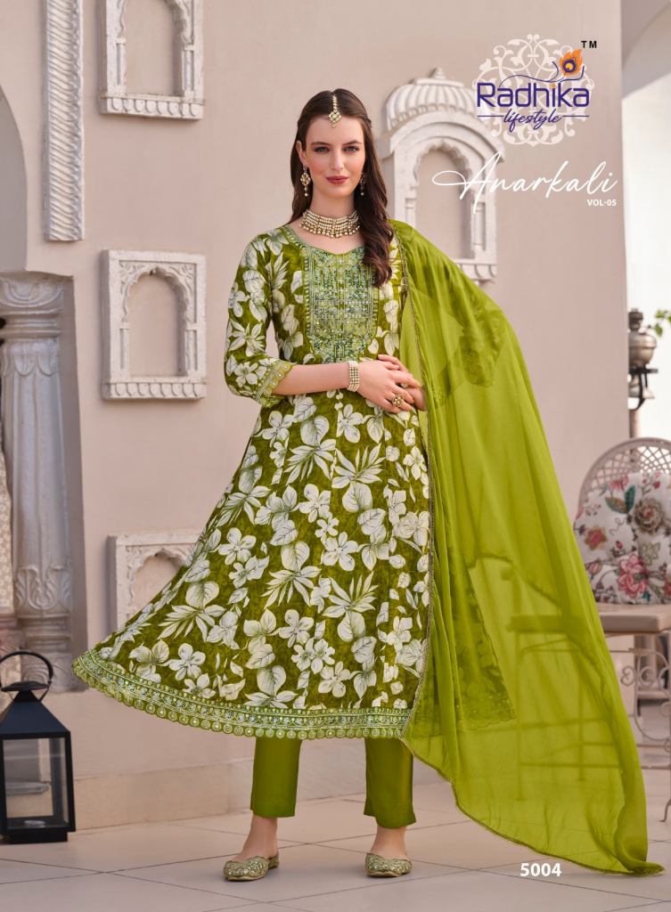 Radhika Anarkali Vol 5 Printed Kurti Pant With Dupatta