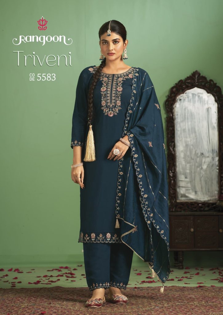 Rangoon Triveni Kurti Bottom With Dupatta