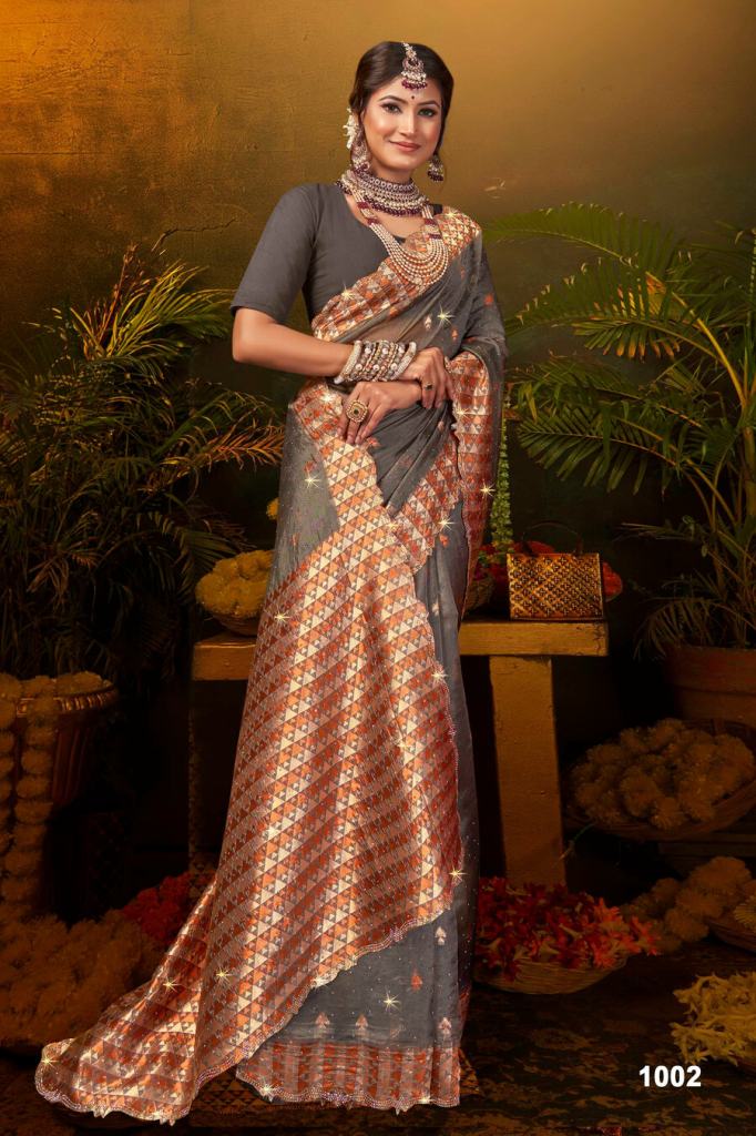 Saroj Gulaal Organza Swarovski Vol 3 Festive Wear Saree