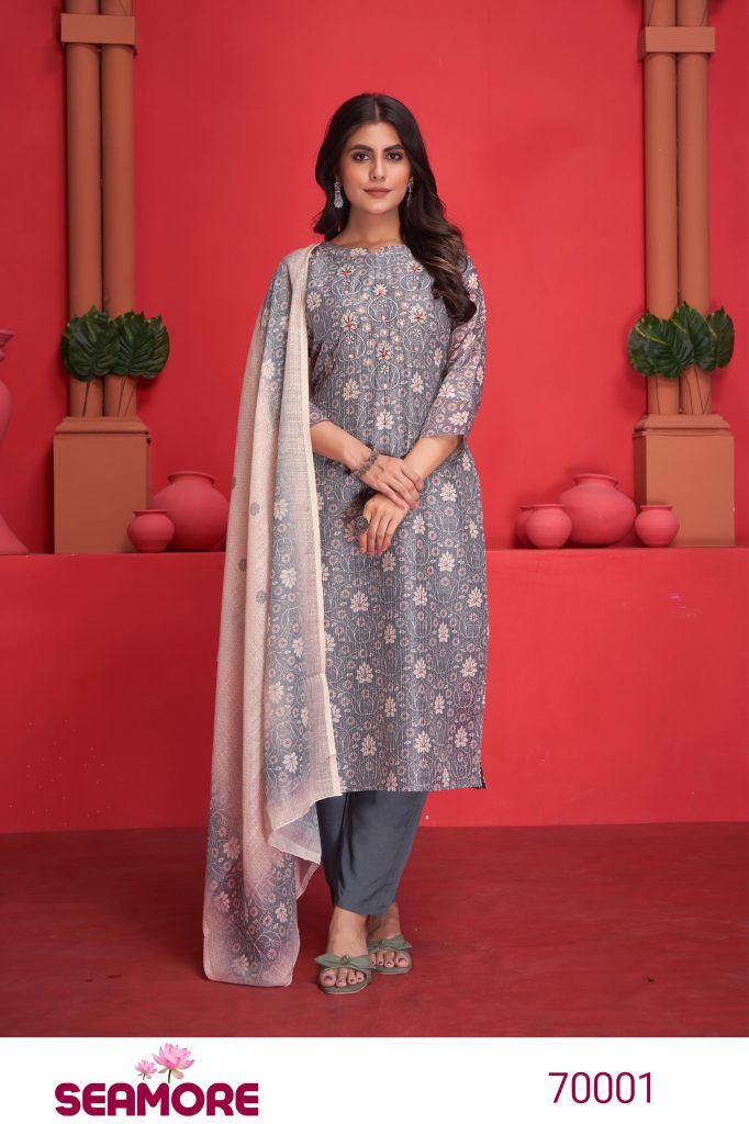 Seamore Hazoori Kurti Bottom With Dupatta 