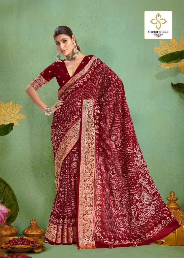 Shubh Shree Tulsi Bandhej  Saree