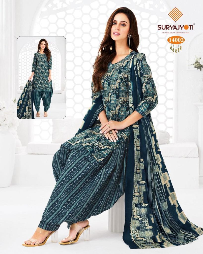 SuryaJyoti Trendy Patiyala Printed Dress Materia