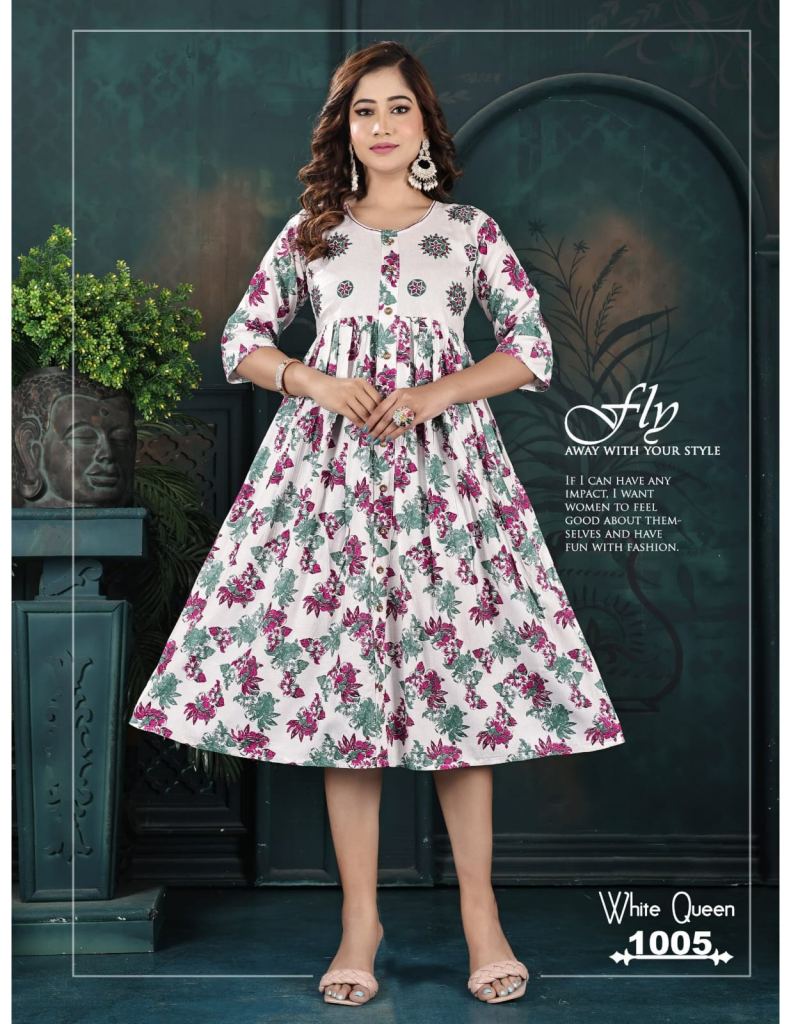 TrendyY White Queen Vol 6  Printed Kurti 