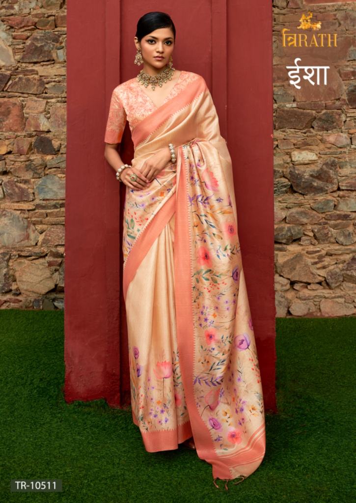 Trirath Isha Digital Printed Tussar Silk Saree