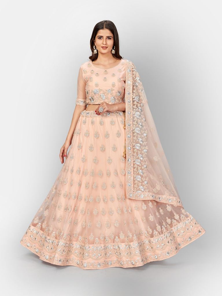 Buy Wedding Wear Organza Fabric Lehenga Choli in Peach Color Online -  LEHV2914 | Appelle Fashion