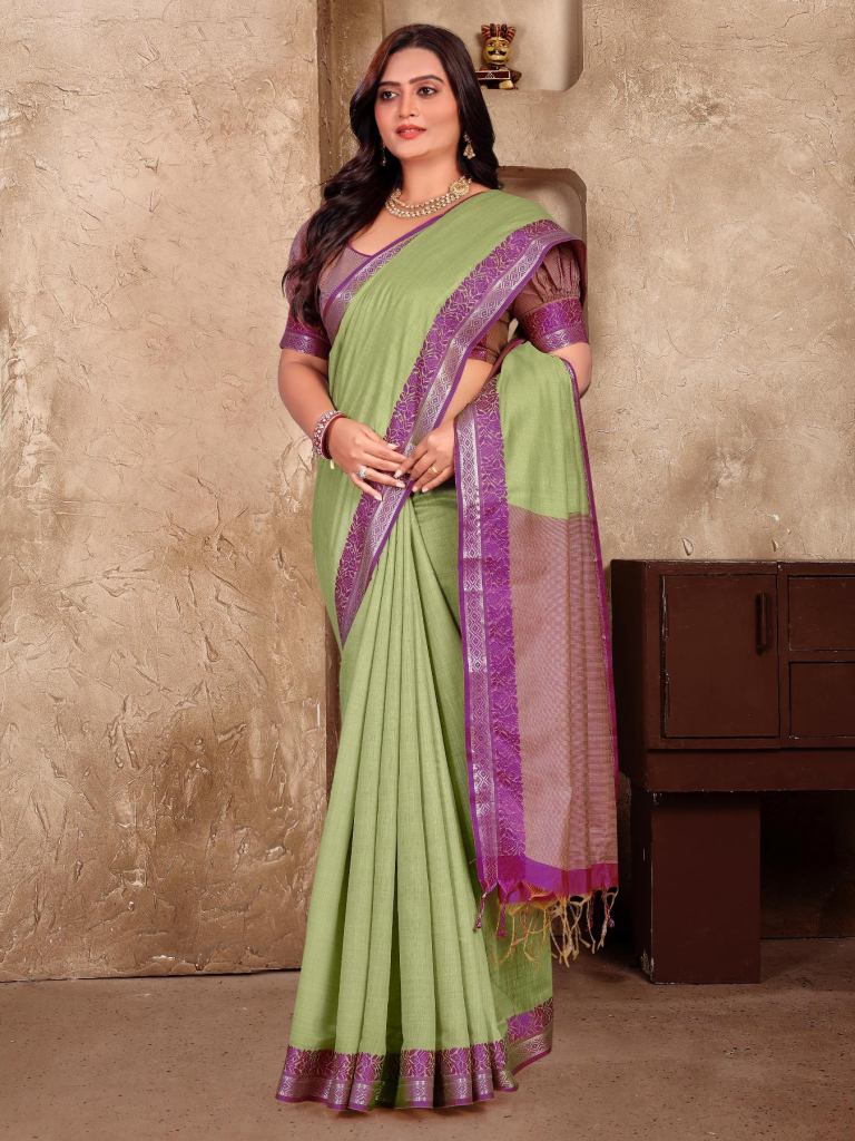 Vc Mohini Designer Linen Silk Saree