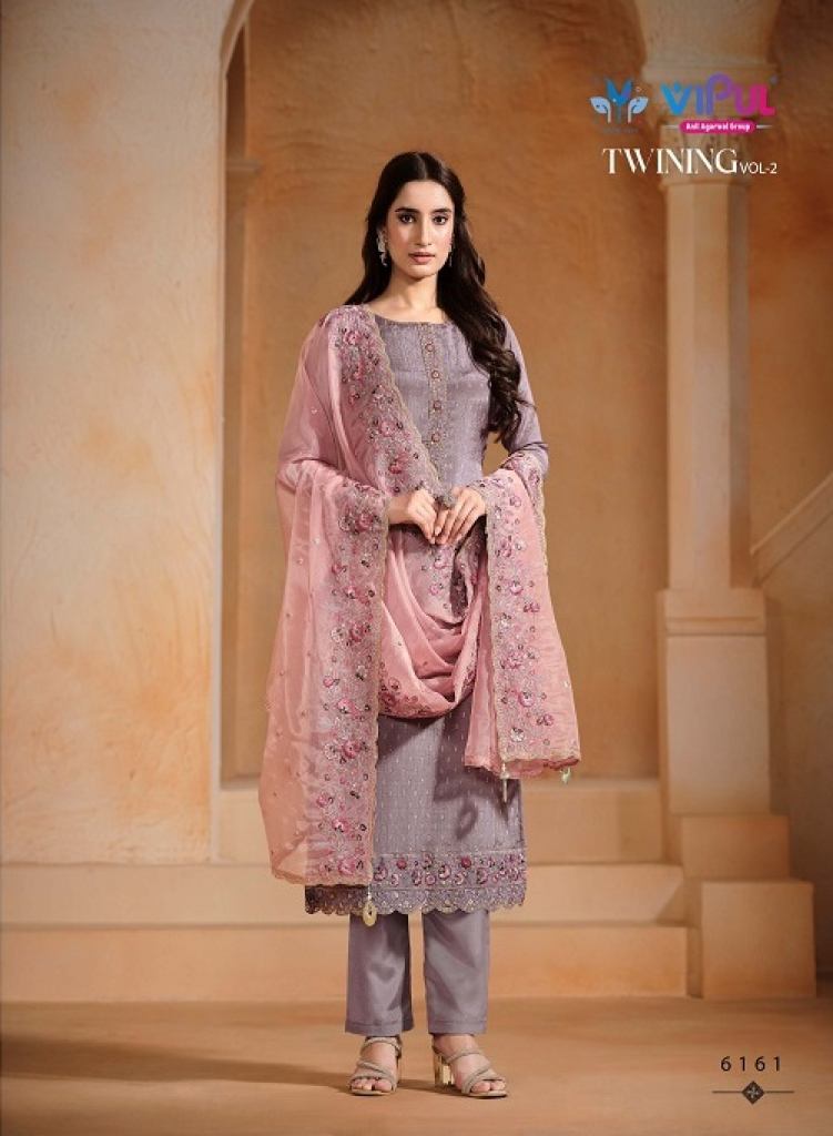 Vipul Twining Vol 2 Chinon Chiffon Designer pakistani suits wholesale in mumbai