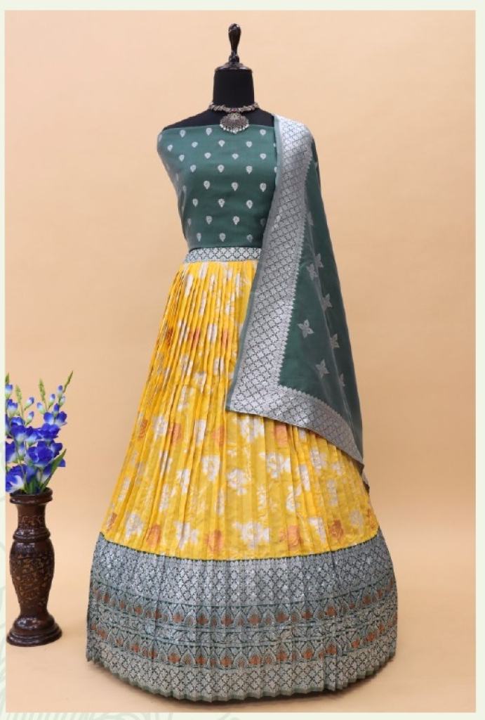 Royal Blue Half Saree Kanjivaram Silk Zari Lehenga Choli - Designerkloth
