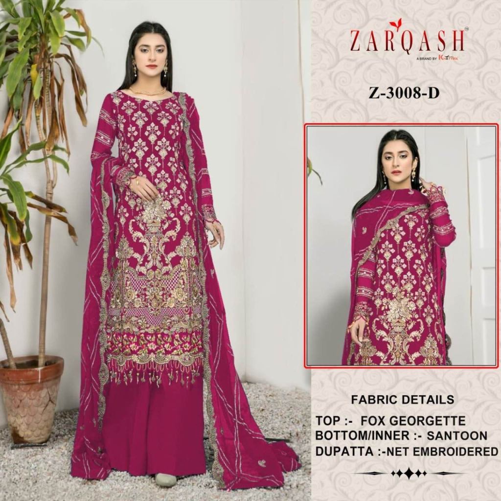 Buy Zarqash Z 3008 Designer Heavy Pakistani Suit Collection