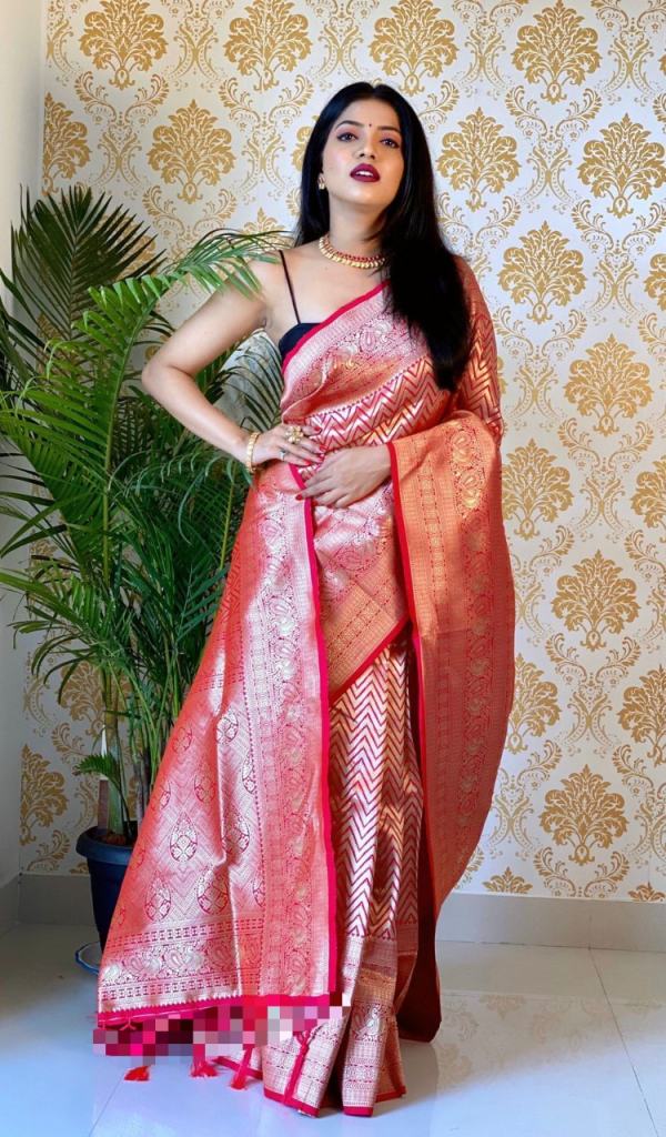Light Orange Soft Silk Saree With Zari Weaving Work at Rs 2450.00 | Surat|  ID: 2850822313162